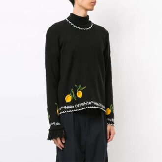 Off-White Herre Brodert Rundhalset Svart