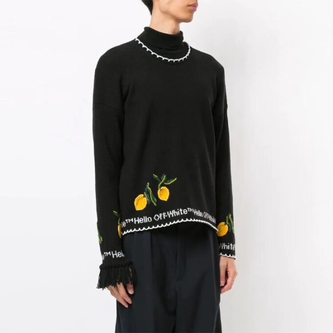 Off-White Herre Brodert Rundhalset Svart