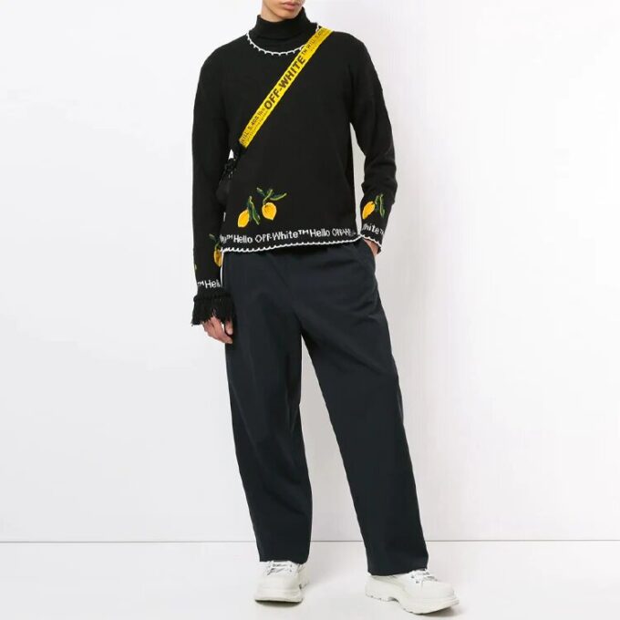 Off-White Herre Brodert Rundhalset Svart