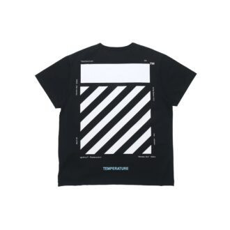 Off-White Herre C/O VIRGIL ABLOH Basic Alphabet Stripe Kortærmet Svart T-skjorte