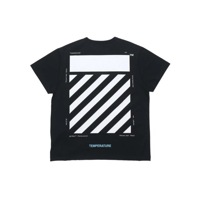 Off-White Herre C/O VIRGIL ABLOH Basic Alphabet Stripe Kortærmet Svart T-skjorte