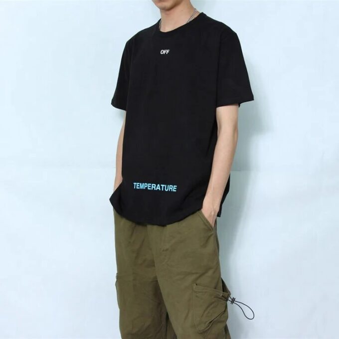 Off-White Herre C/O VIRGIL ABLOH Basic Alphabet Stripe Kortærmet Svart T-skjorte