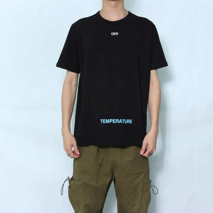 Off-White Herre C/O VIRGIL ABLOH Basic Alphabet Stripe Kortærmet Svart T-skjorte