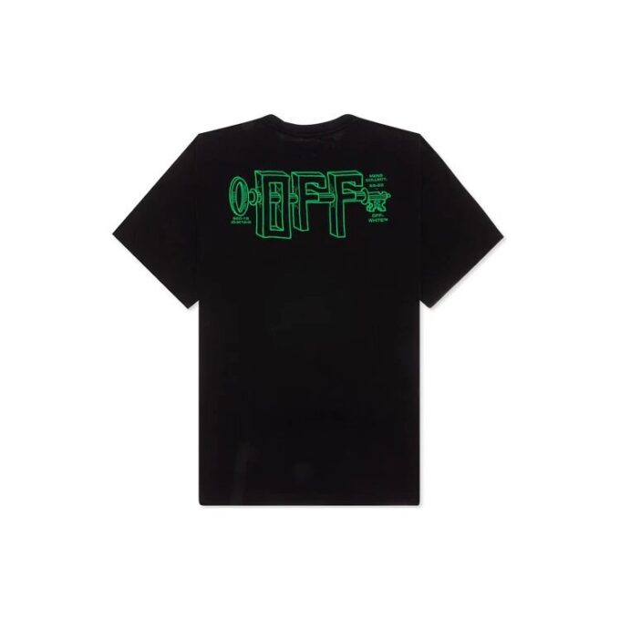 Off-White Herre C/O VIRGIL ABLOH Brodert Logo-trykk Kortærmet Løs Passform Svart T-skjorte