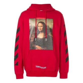 Off-White Herre C/O Virgil Abloh Painting Mona Lisa Jakke Løs Passform Rød