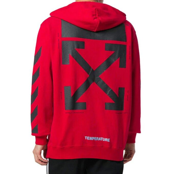 Off-White Herre C/O Virgil Abloh Painting Mona Lisa Jakke Løs Passform Rød