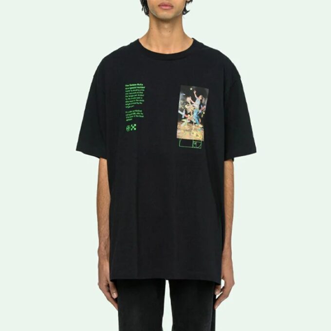 Off-White Herre C/O VIRGIL ABLOH Skeleton Painting Kortærmet Løs Passform Svart T-skjorte
