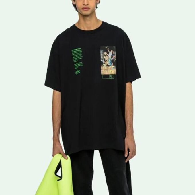 Off-White Herre C/O VIRGIL ABLOH Skeleton Painting Kortærmet Løs Passform Svart T-skjorte