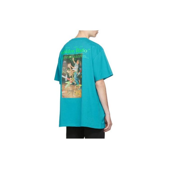 Off-White Herre C/O VIRGIL ABLOH Skelettmaleri Kortærmet Løs Passform Blå T-skjorte