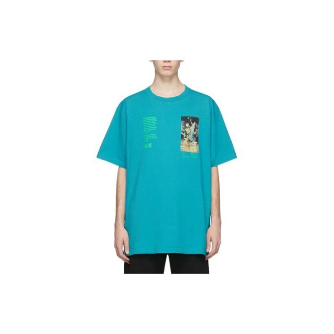 Off-White Herre C/O VIRGIL ABLOH Skelettmaleri Kortærmet Løs Passform Blå T-skjorte