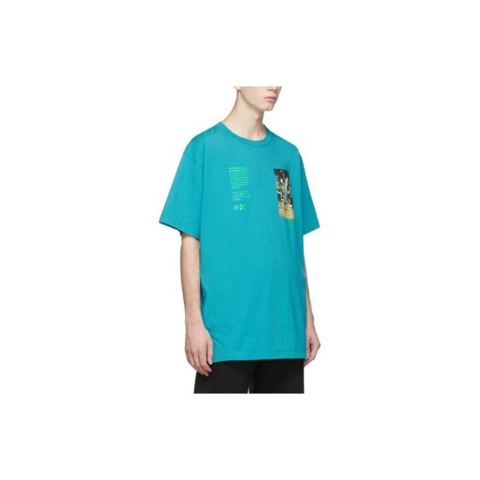Off-White Herre C/O VIRGIL ABLOH Skelettmaleri Kortærmet Løs Passform Blå T-skjorte