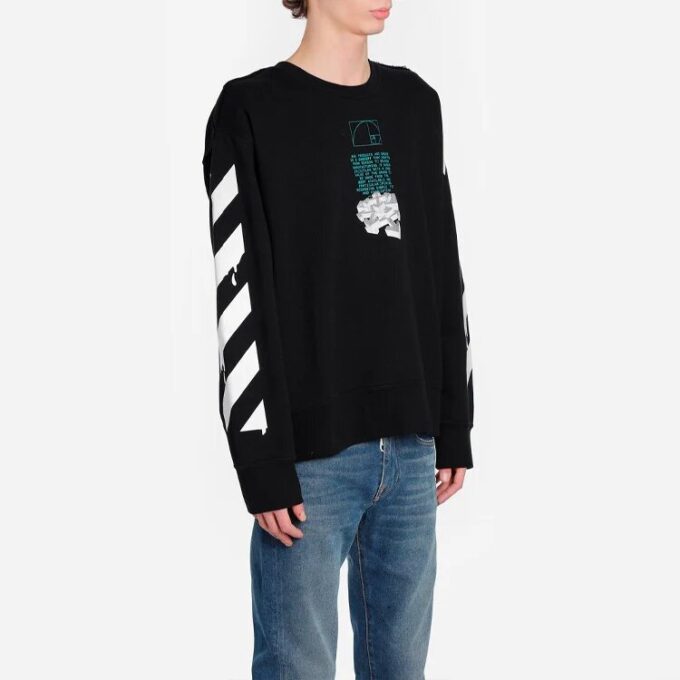 Off-White Herre C/O Virgil Abloh Slogan Arrow-trykk Rundhalset Svart