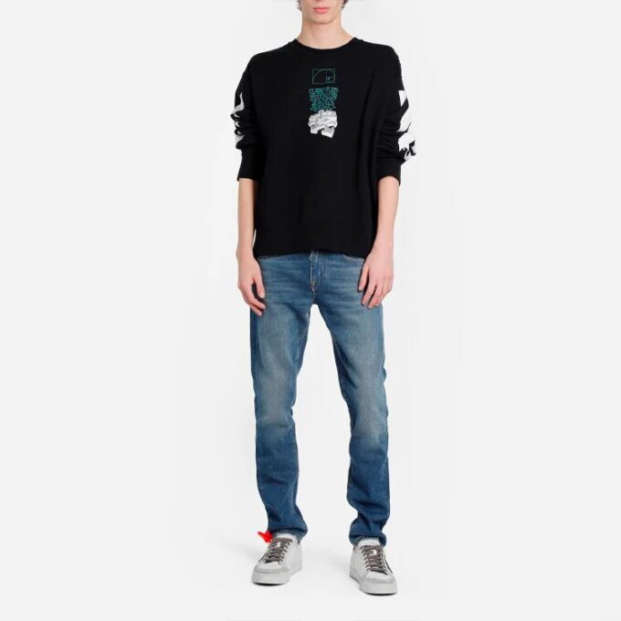 Off-White Herre C/O Virgil Abloh Slogan Arrow-trykk Rundhalset Svart