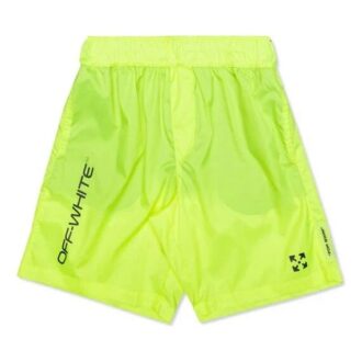 Off-White Herre C/O VIRGIL ABLOH Sportsshorts med logo i livet, fluorescerende gul