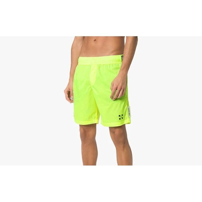 Off-White Herre C/O VIRGIL ABLOH Sportsshorts med logo i livet, fluorescerende gul
