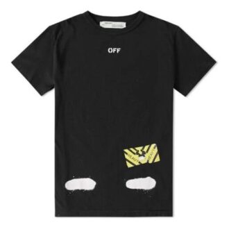 Off-White Herre C/O Virgil Abloh Tiger Stripes Splash Ink Kortærmet Svart T-skjorte