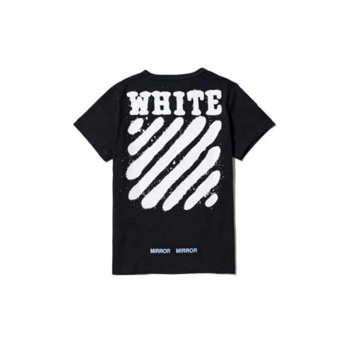 Off-White Herre C/O Virgil Abloh Tiger Stripes Splash Ink Kortærmet Svart T-skjorte