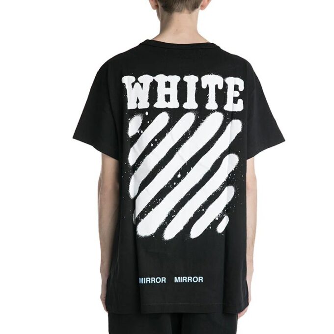 Off-White Herre C/O Virgil Abloh Tiger Stripes Splash Ink Kortærmet Svart T-skjorte