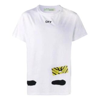 Off-White Herre C/O VIRGIL ABLOH Tiger Stripes Splash Ink Printing Kortærmet Hvit T-skjorte