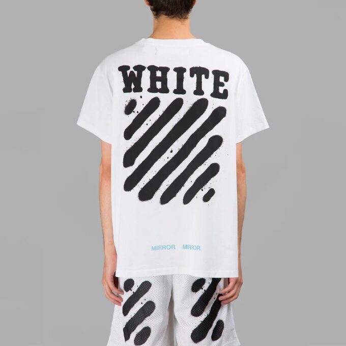 Off-White Herre C/O VIRGIL ABLOH Tiger Stripes Splash Ink Printing Kortærmet Hvit T-skjorte