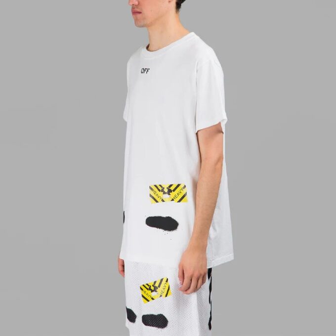 Off-White Herre C/O VIRGIL ABLOH Tiger Stripes Splash Ink Printing Kortærmet Hvit T-skjorte