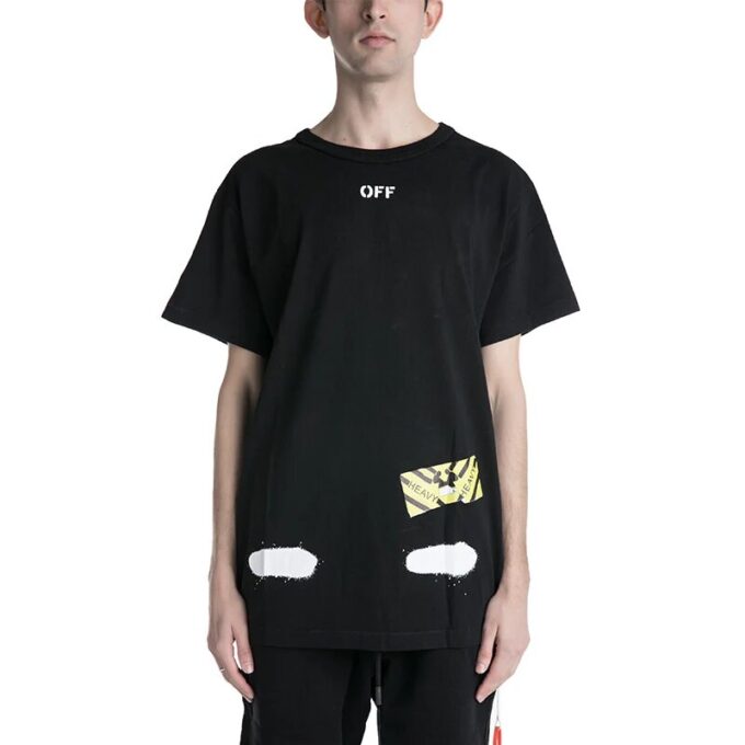 Off-White Herre C/O VIRGIL ABLOH Tiger Stripes Splash Ink Printing kortærmet svart T-skjorte