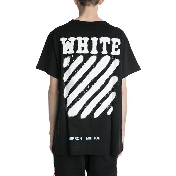 Off-White Herre C/O VIRGIL ABLOH Tiger Stripes Splash Ink Printing kortærmet svart T-skjorte