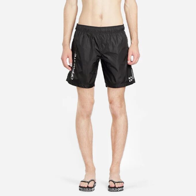 Off-White Herre C/O VIRGIL ABLOH Waist Logo Sports Shorts Svart
