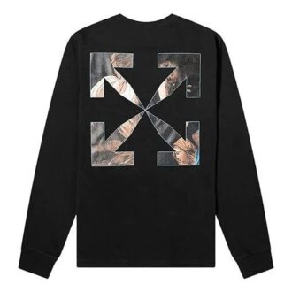Off-White Herre c/o Virgil Caravaggio-trykk Rundhalset Langermet Svart T-skjorte