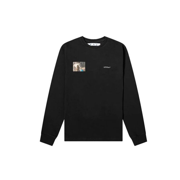 Off-White Herre c/o Virgil Caravaggio-trykk Rundhalset Langermet Svart T-skjorte
