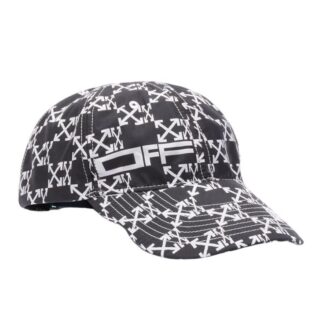 Off-White herre cap med pil-trykk, svart/hvit
