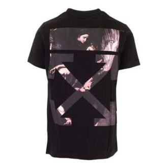 Off-White Herre Caravaggio Arrow Back Printing Kortærmet Vanlig versjon Svart T-skjorte