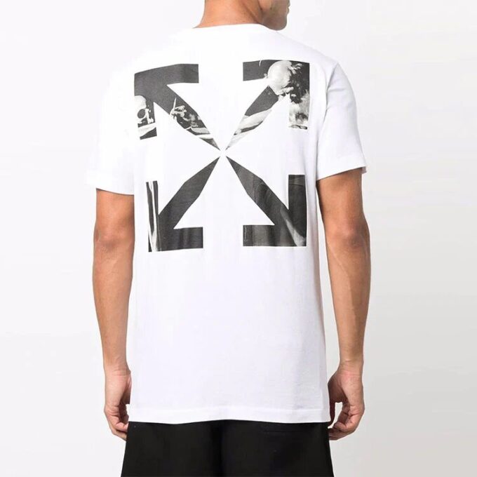 Off-White Herre Caravaggio Arrow ensfarget kortærmet hvit T-skjorte