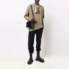 Off-White Herre Caravaggio Boy-trykk Langermet Løs Passform Militærgrønn T-skjorte