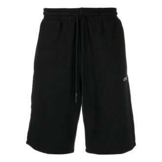 Off-White Herre Caravaggio-logo-trykk ensfarget sportsshorts svart