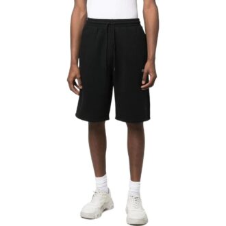 Off-White Herre Caravaggio-logo-trykk ensfarget sportsshorts svart