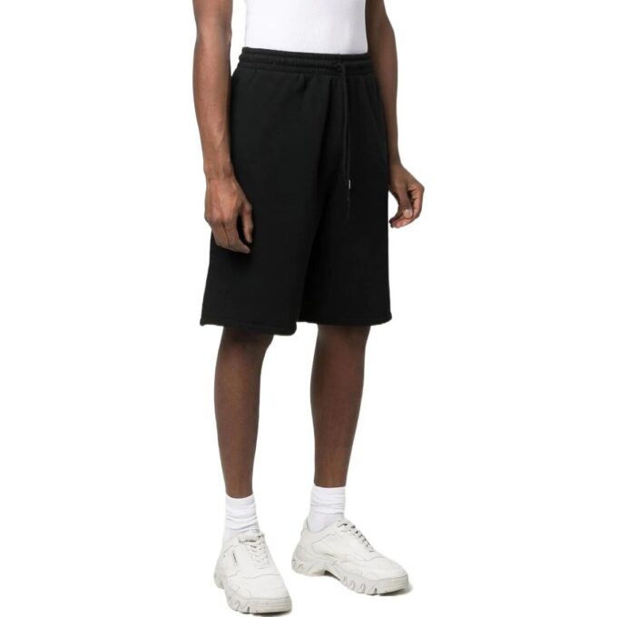 Off-White Herre Caravaggio-logo-trykk ensfarget sportsshorts svart