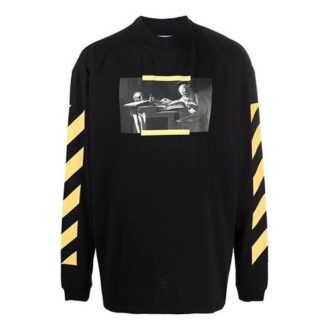 Off-White Herre Caravaggio-maleri mønster Stripe Langermet Løs passform Svart