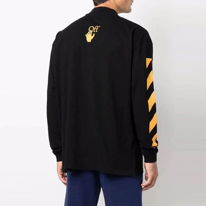 Off-White Herre Caravaggio-maleri mønster Stripe Langermet Løs passform Svart