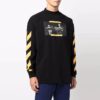 Off-White Herre Caravaggio-maleri mønster Stripe Langermet Løs passform Svart