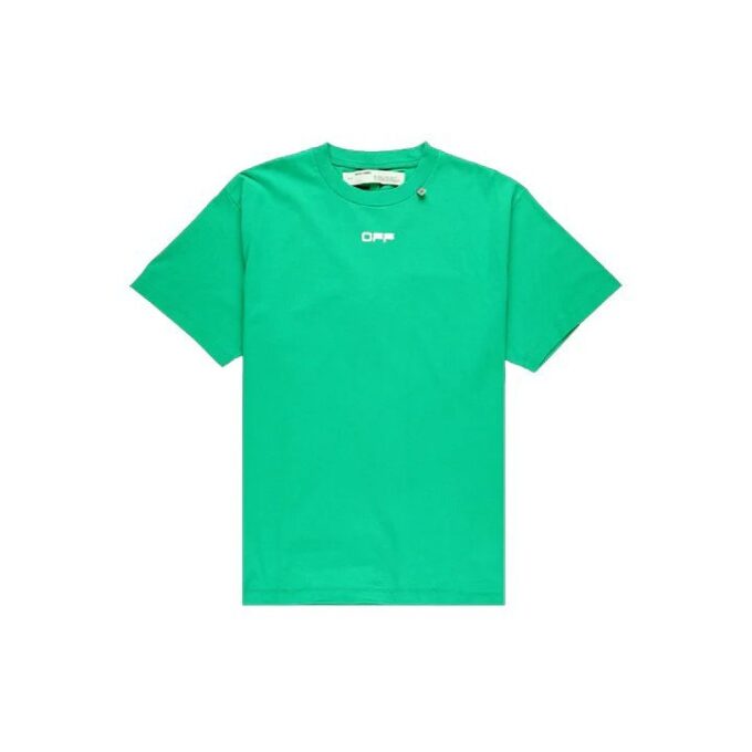 Off-White Herre Caravaggio Square Back Printing Kortærmet Løs Versjon Grønn o Virgil Abloh T-skjorte