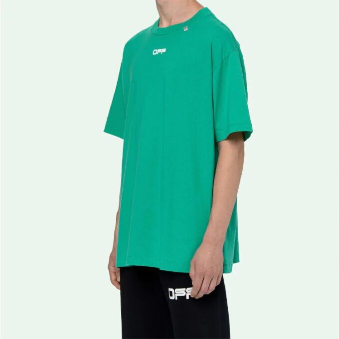 Off-White Herre Caravaggio Square Back Printing Kortærmet Løs Versjon Grønn o Virgil Abloh T-skjorte