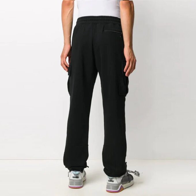 Off-White Herre-cargobukser/joggebukser med elastisk linning og logo, slim fit, svart
