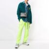 Off-White Herre-cargobukser med lommer og elastisk linning/joggebukser/bukser i fluorescerende grønt