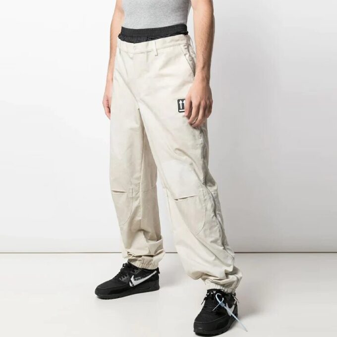 Off-White Herre casual lange bukser/bukser løs passform beige