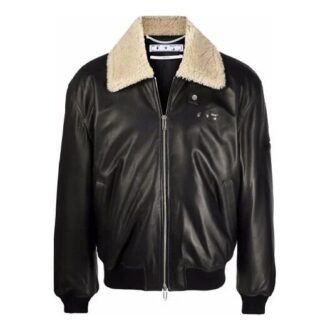 Off-White Herre Cortex Aviator-jakke, løs passform, svart