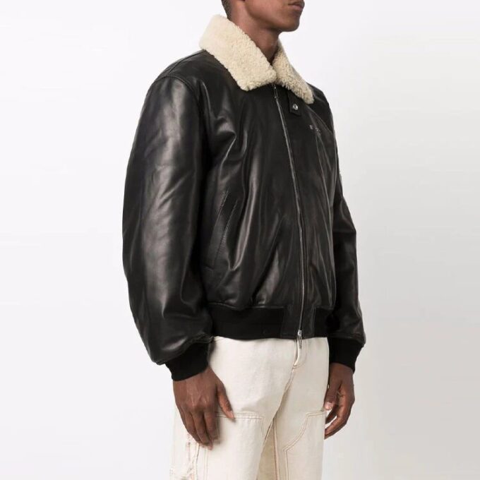 Off-White Herre Cortex Aviator-jakke, løs passform, svart