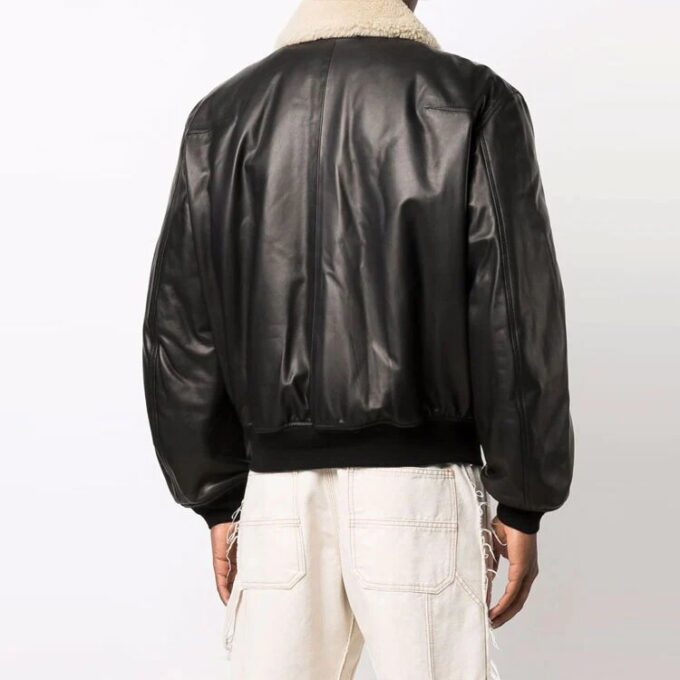 Off-White Herre Cortex Aviator-jakke, løs passform, svart