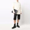 Off-White Herre Detaljert strikket ensfarget ullgenser med høy krage og løs passform, hvit