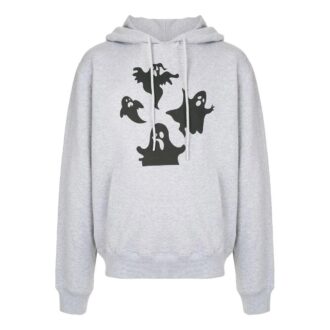 Off-White Herre Devil-trykk med hette og lange ermer, grå